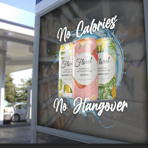 Design Promotional Signage for New Product Launch in US Convenience Store Chain (Floral Beverages) Design by kikodesigns