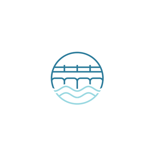 A logo for a development near the river and ocean Réalisé par m.creative