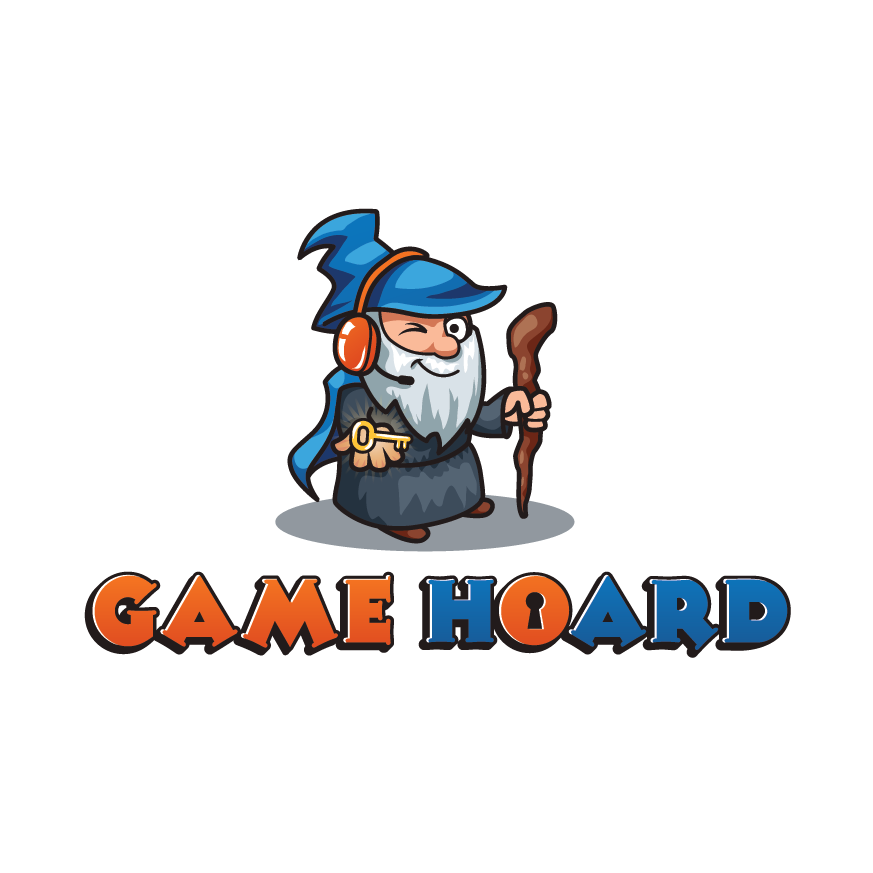 Board game logo with the title 'Friendly Wizard Mascot'