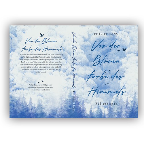 "Of the Blue Color of The Sky": Book cover for a collection of poems on themes such as loss, love, childhood and hope Design by desainbagus3