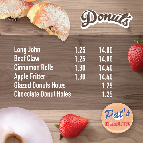 Donut Shop Needs New Menu Design Diseño de Alina's