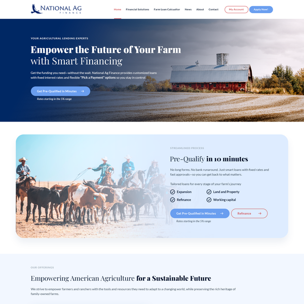 Complete website design for National Ag Finance