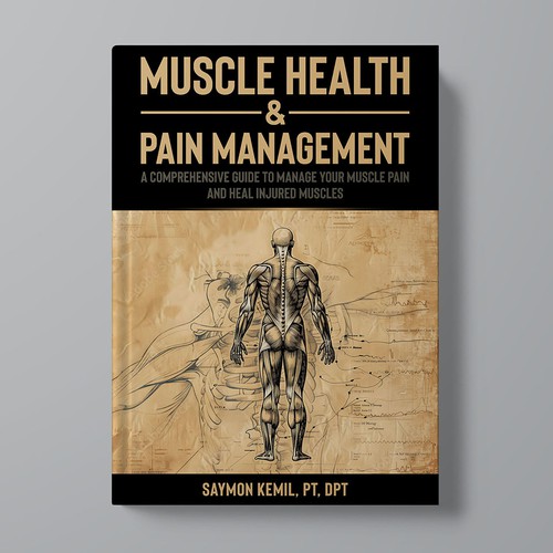 Book cover with a drawing images of the human anatomy combining muscles and bone structure. Design by Xnine