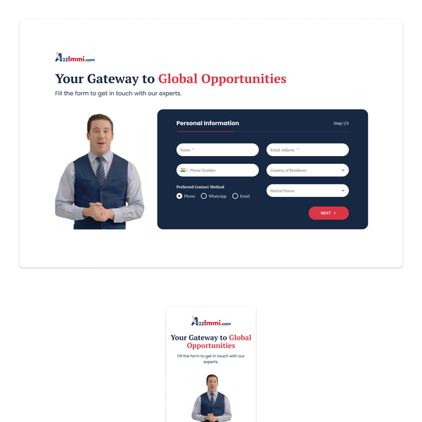 Landing page to get user's info