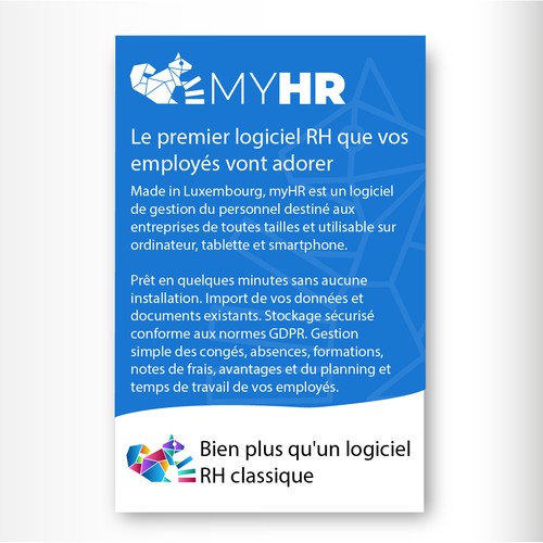 Create an awesome logo for myHR, the #1 HR Software in Luxembourg ! Design by M.I.Thomson