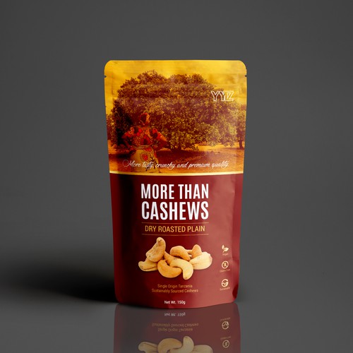 Create a beautiful stand up pouch for Sustainable, Single Origin Cashew Nuts Design by UniqueHub