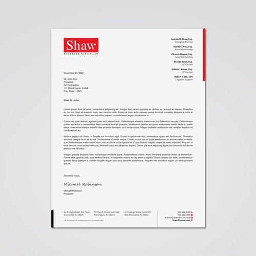 Letterhead for Divorce & Family Law Firm; Modern, Minimalist, Conservative Design Design by Tcmenk