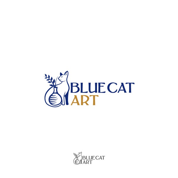 Diseño de Bobby sky titulado "Blue cat character logo with handmade pottery"