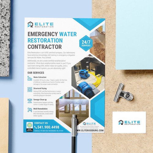 Emergency Water Restoration Flyer Design by Zarabrook