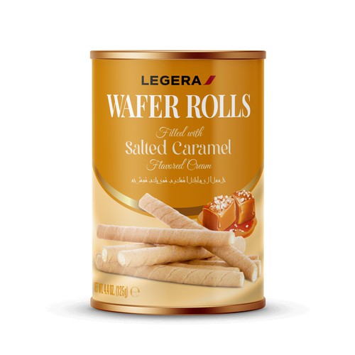 LEGERA Wafer Rolls Pack 125 gm - Salted Caramel Design by Gustavo RV