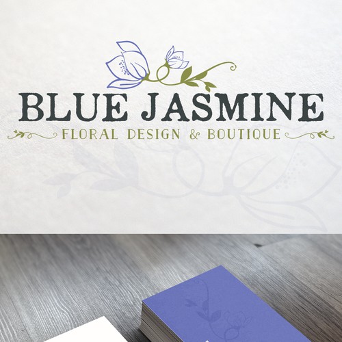 LOGO & BUSINESS CARD DESIGN FOR BLUE JASMINE LLC FLORAL DESIGN AND BOUTIQUE Design by Cit