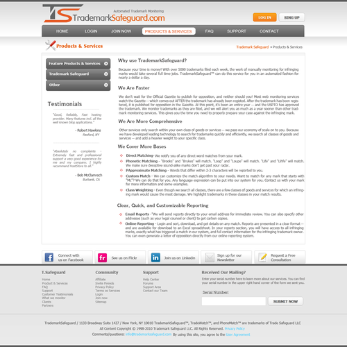 website design for Trademark Safeguard Diseño de omor.designer