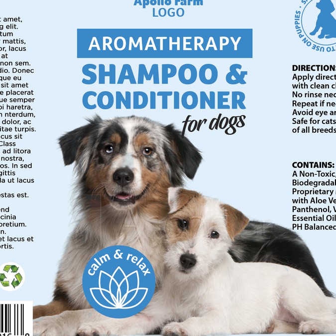 Design my aromatherapy Shampoo & conditioner for dogs Product label contest