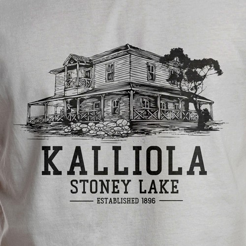 Vintage Old Cabin Photo to Line Drawing T-Shirt Design-ontwerp door molkastm