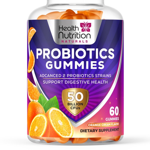 Healthy Probiotic Gummies Label needed for Health Nutrition Design by JOHN's_AlphaCreation