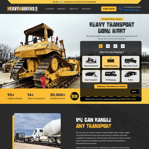 Strong Homepage Design Needed For Tough Heavy Haul Website Design by RWI⚡