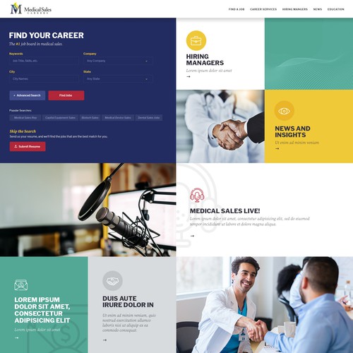 Design di Web design for- Medical Sales Job Board, Resource Center, and Live Podcast di Aj3664