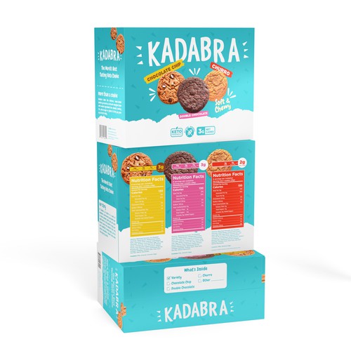 Box design for a fun and magical keto cookie brand Design by CUPEDIUM