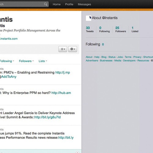 Corporate Twitter Home Page Design for INSTANTIS Design por oneluv
