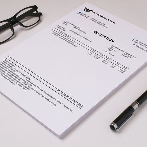 Given logo to be added to quotation to enhance brand appeal Design by HYPdesign