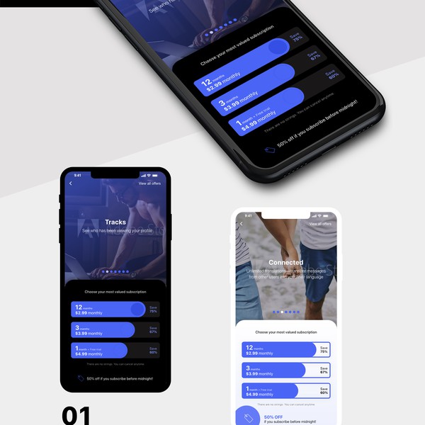 Subscription screen mobile app design