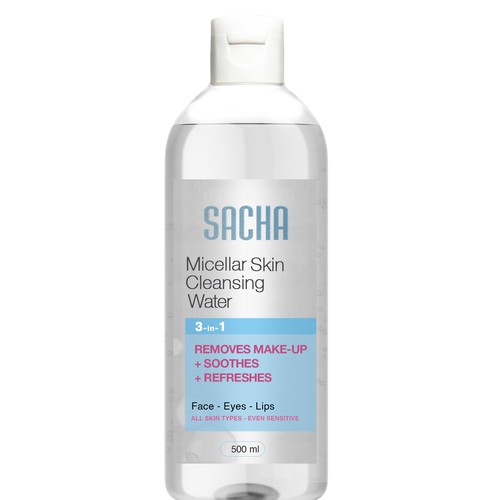 Sacha Micellar Water bottle 500ml Design by Creativedzine