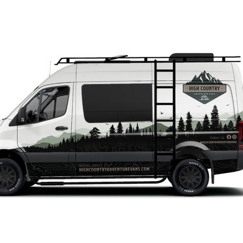 Nature inspired Sprinter Van Wrap design for High Country Adventure Vans Design by Art Mahno ✔