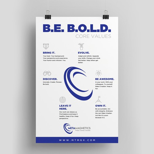 We need a powerful values poster to boost employees Morale! Design by Shreya007⭐