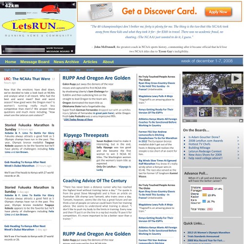 LetsRun.com Homepage Re-Design/Cleanup Diseño de cranberry