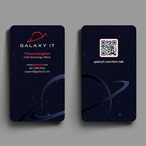 Create a Stellar Space-Themed Business Card for Galaxy IT Design by Hasanssin