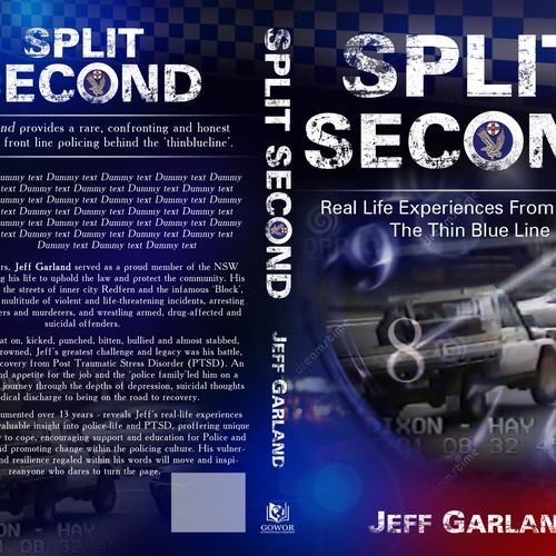 Creating an impactful cover design for my first book - 'Split Second' about my policing experiences Design by GSPDesigns