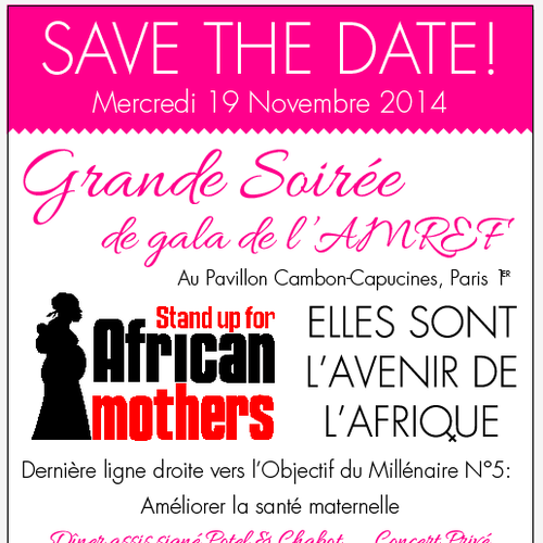 Réaliser le Save the Date (pour envoi électronique) du gala de charité annuel de l’Amref France