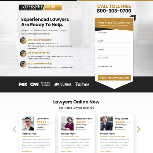 Design a Landing Page for Attorney.com Design by Rith99★ ★ ★ ★ ★