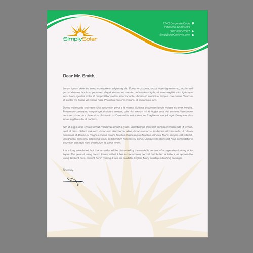 "Renewable Energy Company Letterhead" Design by chandrayaan.creative