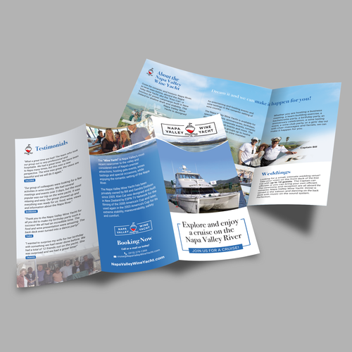 Tri-fold brochure for Napa Valley Wine Yacht tours Design by Adi Azudin