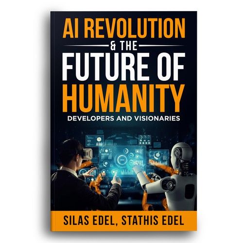 Futuristic AI Book Cover - AI vs Humans/Dark Design by Bigpoints