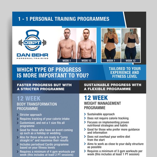 One-page personal trainer flyer  Postcard, flyer or print contest