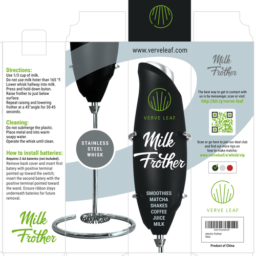 Electric Milk Frother Needs Fun Bold and Premium Design. Design by K-Art Lab