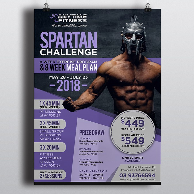 Create an 8 week fitness challenge poster for the Spartan Race
