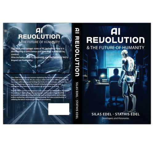 Futuristic AI Book Cover - AI vs Humans/Dark Design by flamenco72