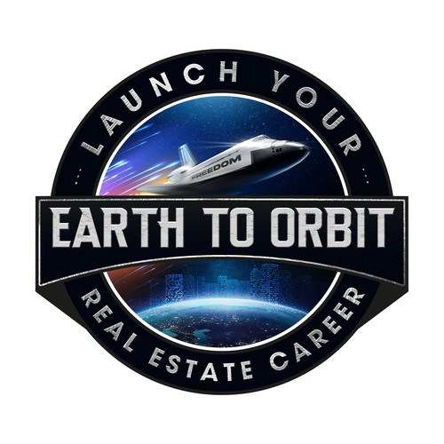 Realistic Logo for "Earth to Orbit" Sales Course. Achieve financial freedom through real estate. Design by GIRA.