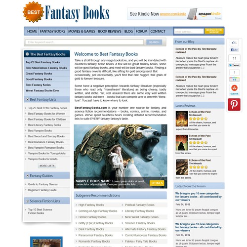 Help Best Fantasy Books with a new website design Design by rosiee007