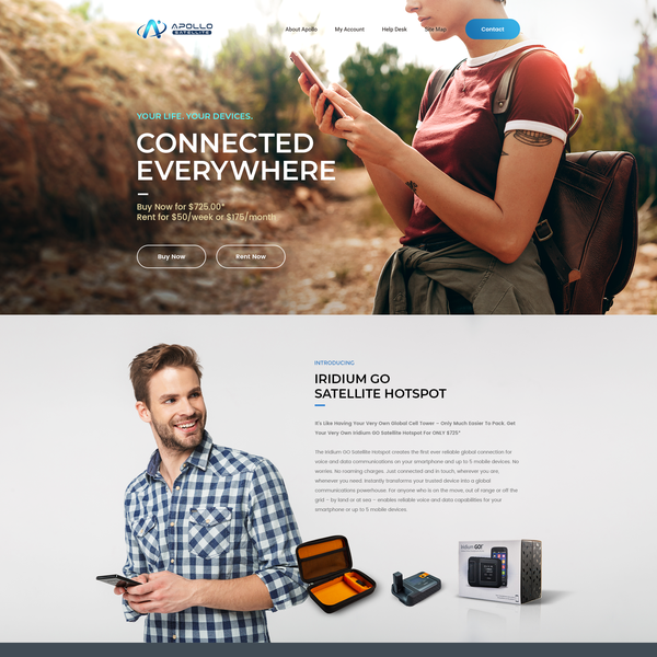 Apollo Satellite Iridium GO! Landing Page