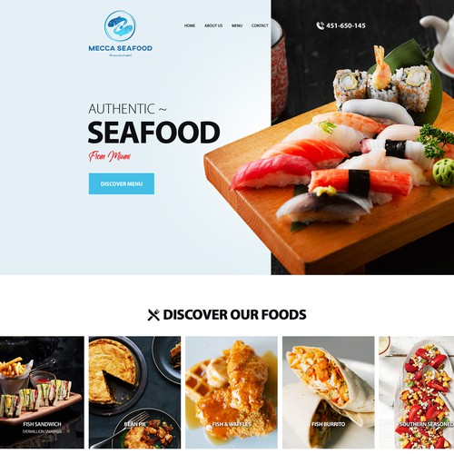 Miami Soul Seafood Restaurant Concept 1 Page Only-ontwerp door Dream State IT