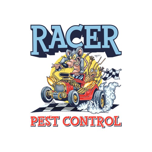 Design a cartoonish "Racing Pest at finish line" to promote our new pest control company Design by Hadeboga Studio