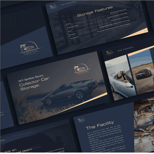 pitch deck for collector car storage & social club, PowerPoint template  contest