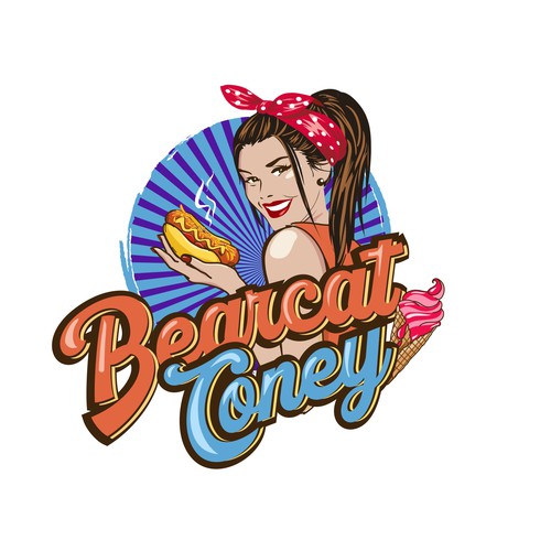 G-Rated Cartoon PinUp Girl girl logo for Retro Coney Hotdog restaurant Design by nindadian