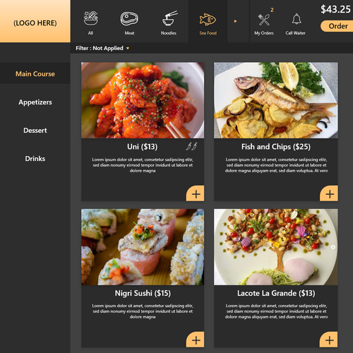 DIGITAL MENU FOR RESTAURANTS (IPAD FORMAT FOR RESTAURANT PATRONS) Diseño de DesignerDuy