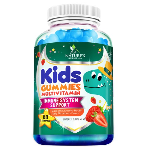 Tasty Kids Multivitamin Gummies Product Label for Nature's Nutrition Design by agooshe