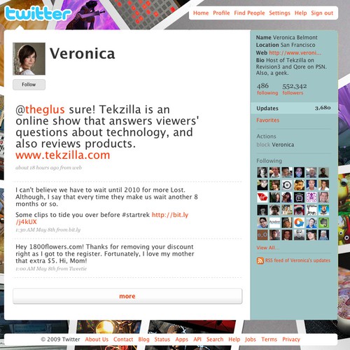 Twitter Background for Veronica Belmont Réalisé par smallclouds
